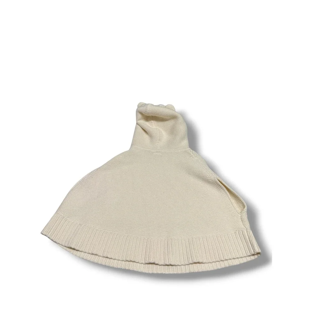 Baby Gap Toddler Knit Hooded Poncho Cape Cream Bear Ears 3T NWT Cotton Sweater‎